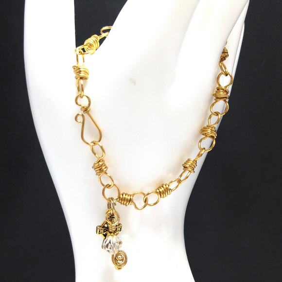 Handmade Wire Wrapped Bracelet, Celtic Cross Charm - Picture 5 of 10